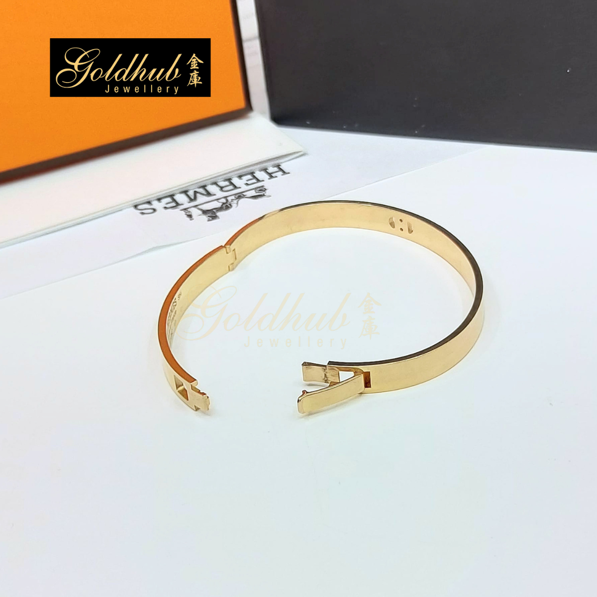 Hermes H d'Ancre Bracelet, Small Model, 27 Diamonds in Rose Gold, Size SH