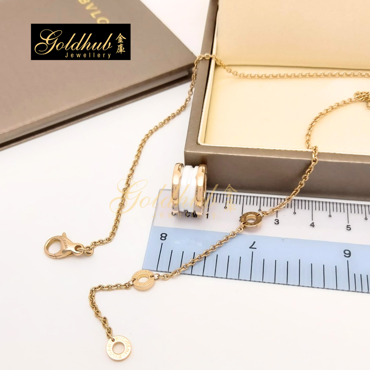 Bvlgari B.zero1 White Ceramic Necklace in Rose Gold