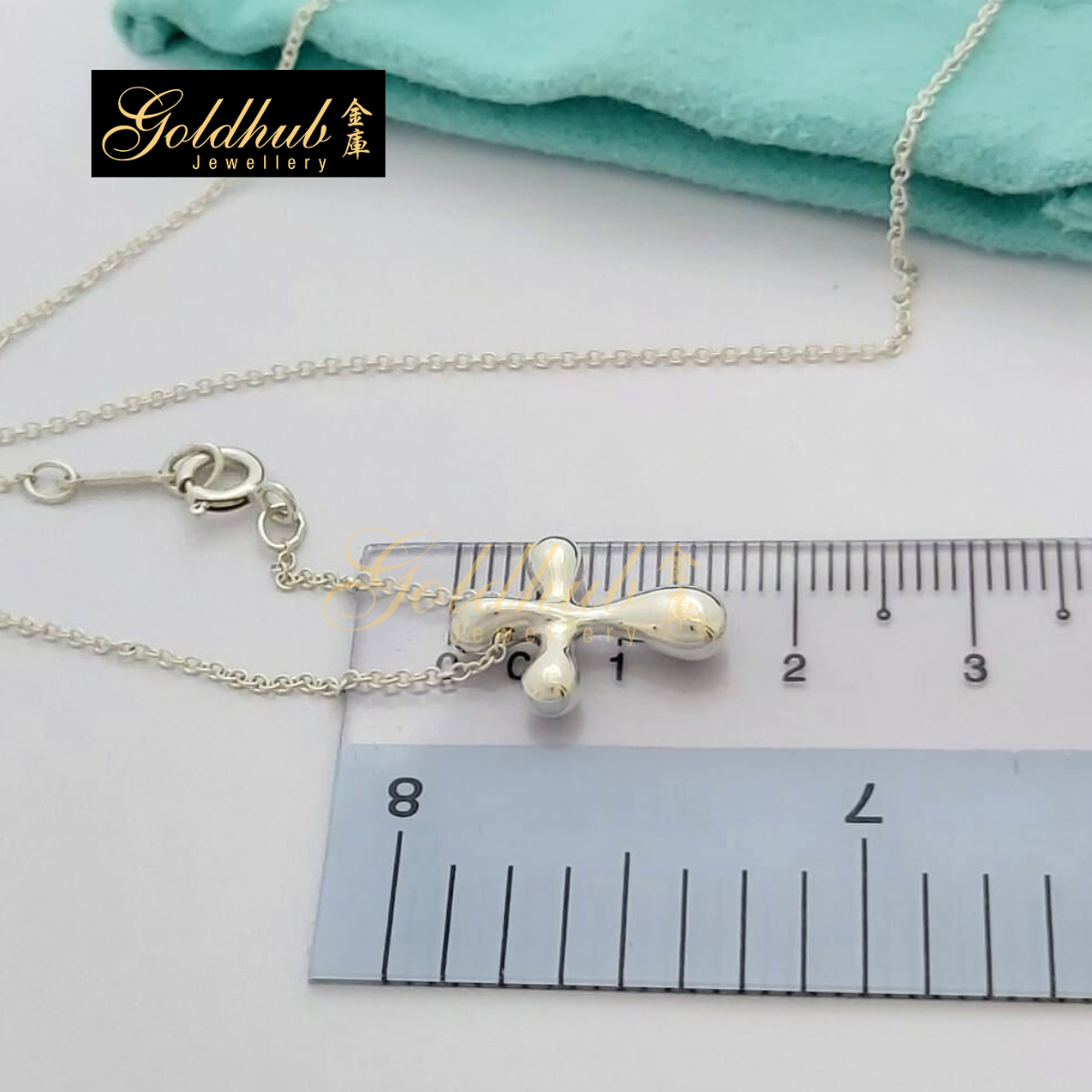 Tiffany & Co Elsa Peretti Cross Pendant Necklace in Sterling Silver, 41cm