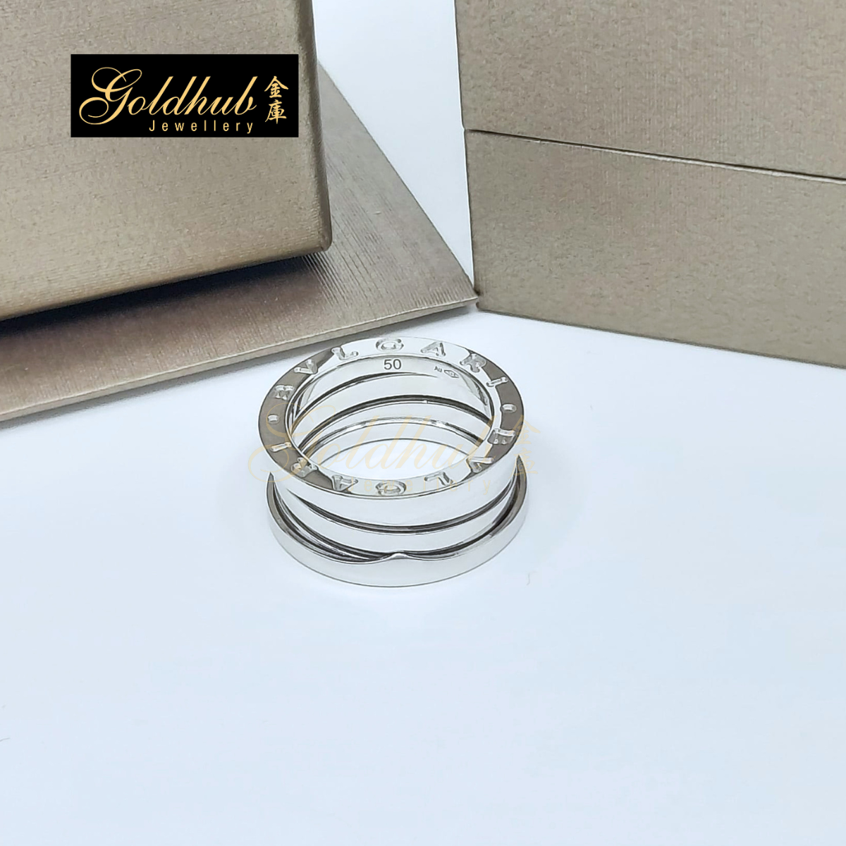 Bulgari B.zero1 3 Bands in White Gold, Size 50