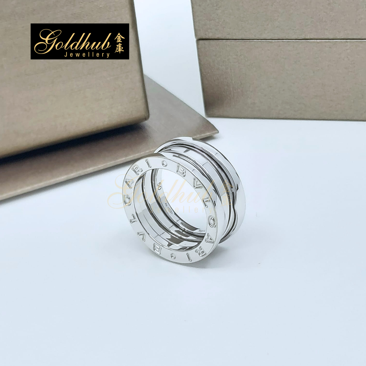 Bulgari B.zero1 3 Bands in White Gold, Size 50