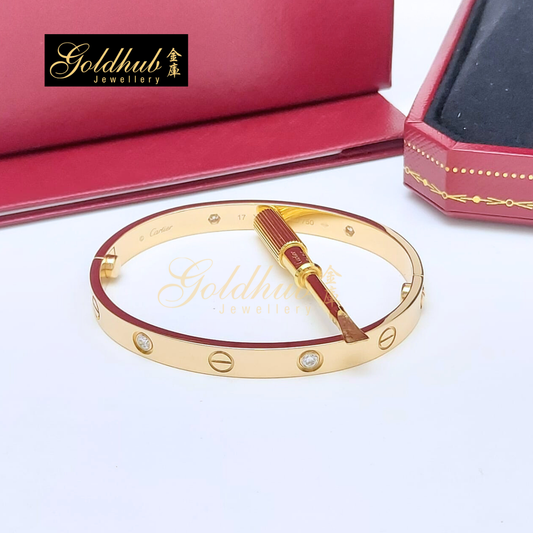 Cartier Love Bracelet, Classic Model, 4 Diamonds in Rose Gold, Size 17