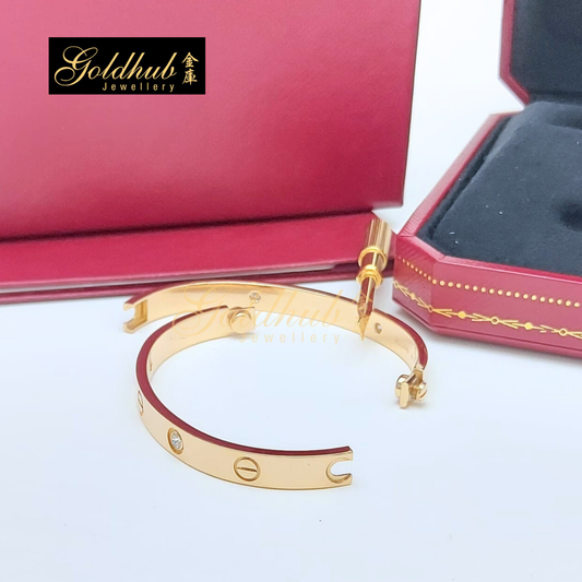 Cartier Love Bracelet, Classic Model, 4 Diamonds in Rose Gold, Size 17