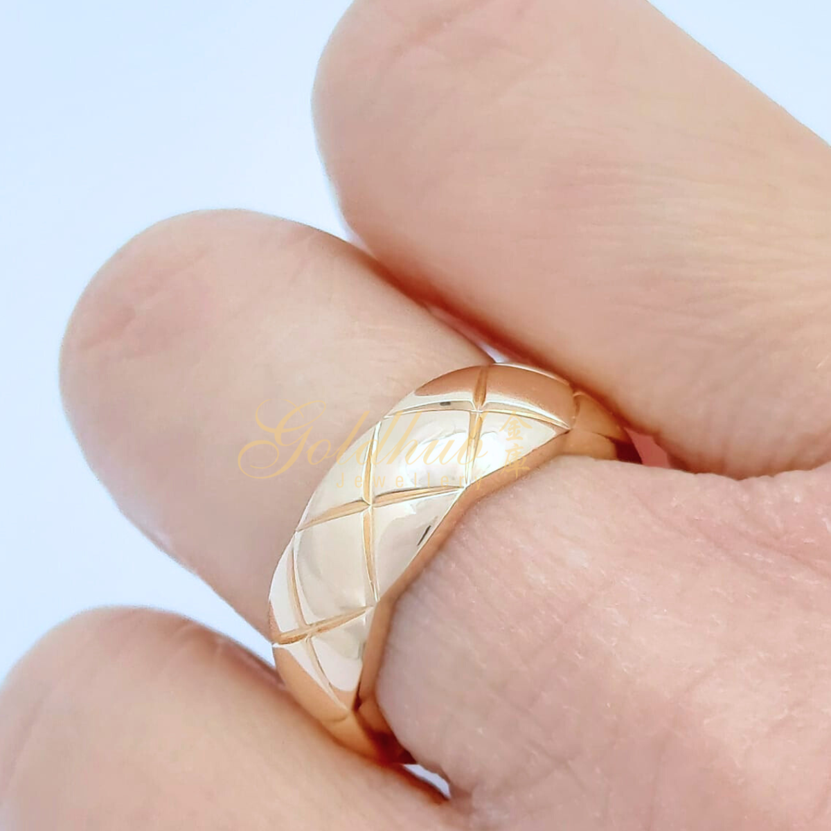 Chanel Coco Crush Quilted Motif Diamond (Small Version) Ring in Rose Gold, Size 54