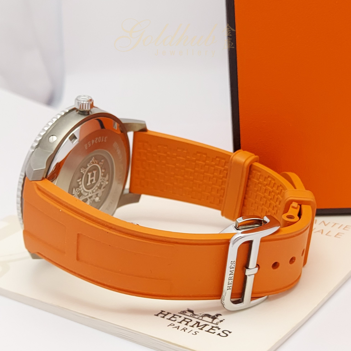 Hermes Automatic Clipper Watch in Stainless Steel and Rubber