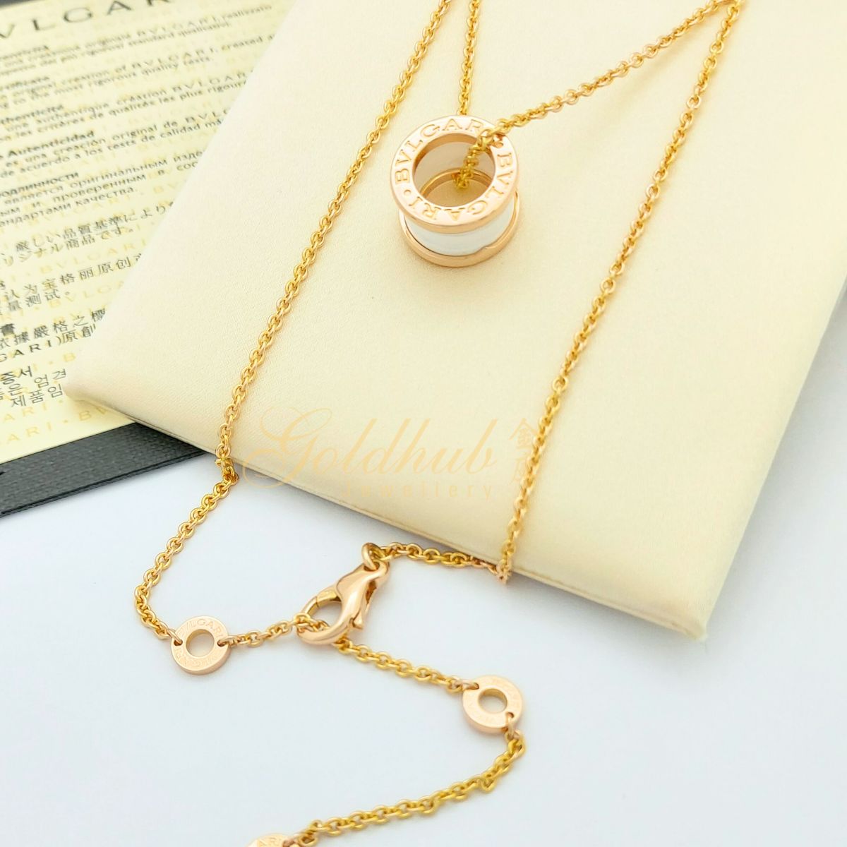 Bvlgari B.zero1 White Ceramic Necklace in Rose Gold