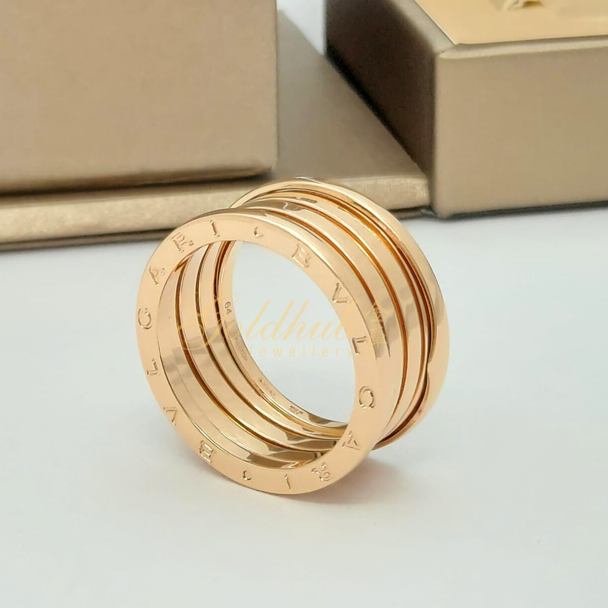 Bvlgari B.zero1 4 Band Ring in Rose Gold, Size 64