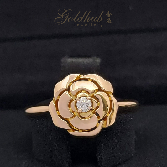 18k Pre-loved Chanel Extrait De Camelia Diamond Ring in Rose Gold
