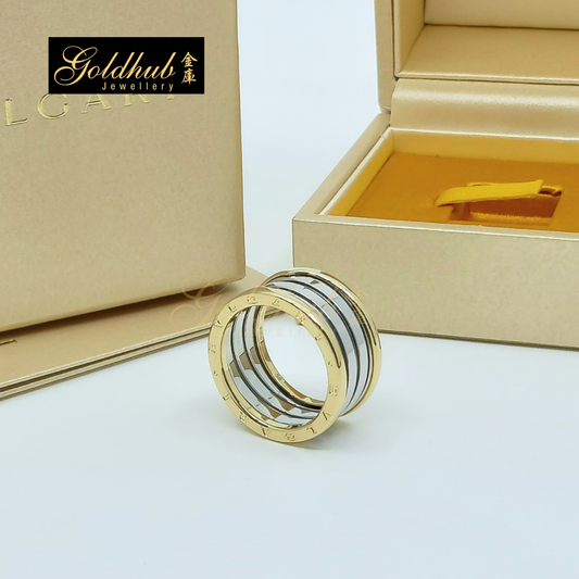 Bulgari B.zero1 Gold & Steel 4 Band Ring in Yellow Gold and Stainless Steel, Size 58