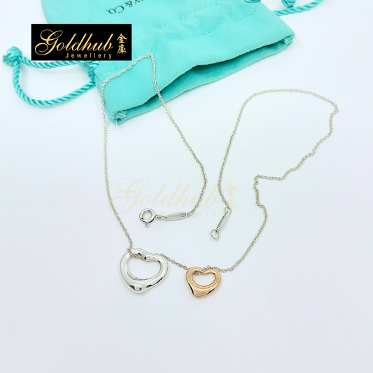Tiffany & Co. Elsa Peretti Open Heart Pendant in Silver and Rose Gold
