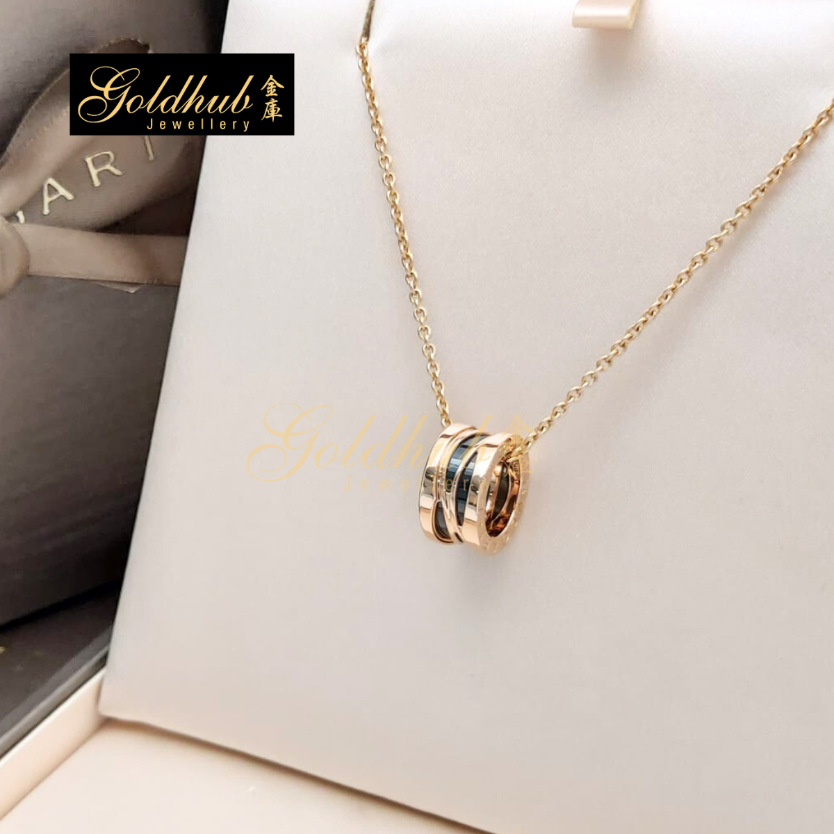Bvlgari B.zero1 Design Legend Black Ceramic Necklace in Rose Gold
