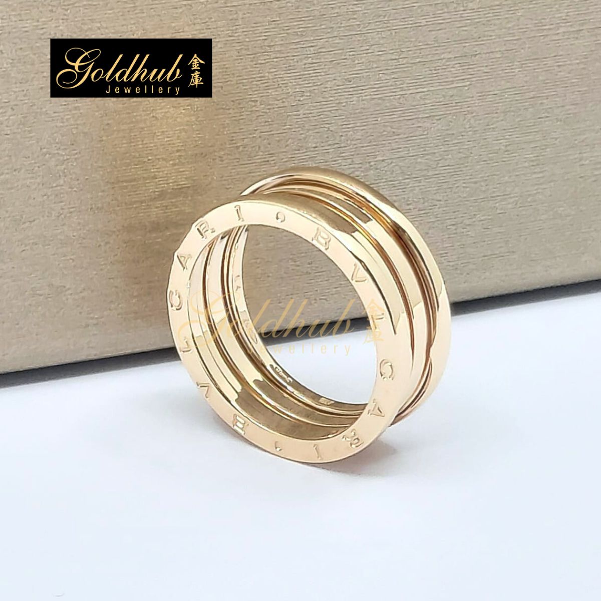 Bvlgari B.zero1 3 Band Ring in Rose Gold, Size 64