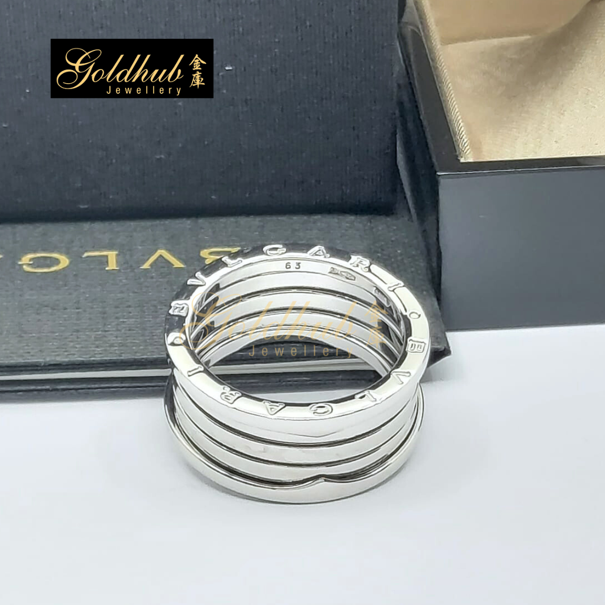 Bvlgari B.zero1 4 Band Ring in White Gold, Size 63