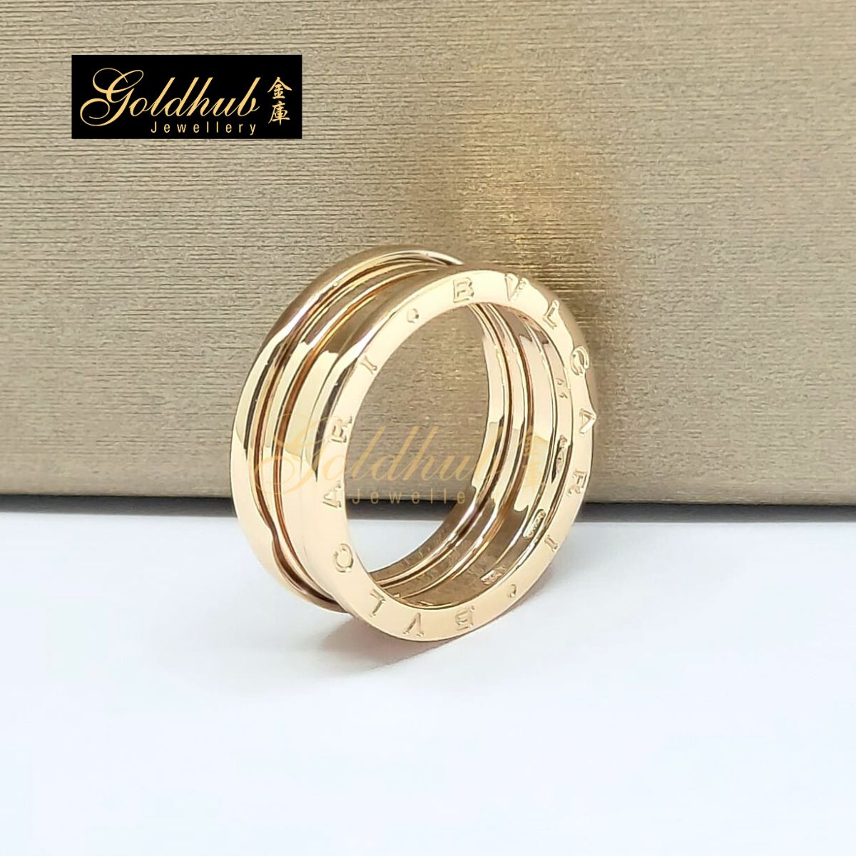 Bvlgari B.zero1 3 Band Ring in Rose Gold, Size 64
