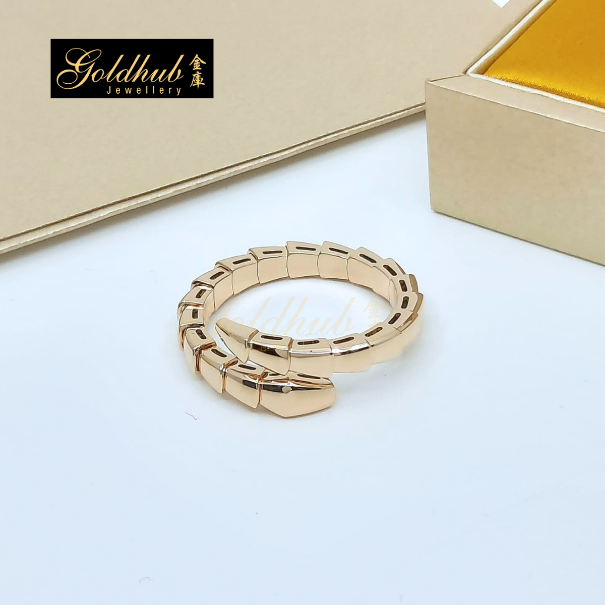 [Reserved] Bulgari Serpenti Viper One-Coil Ring in Rose Gold, Size 63-64