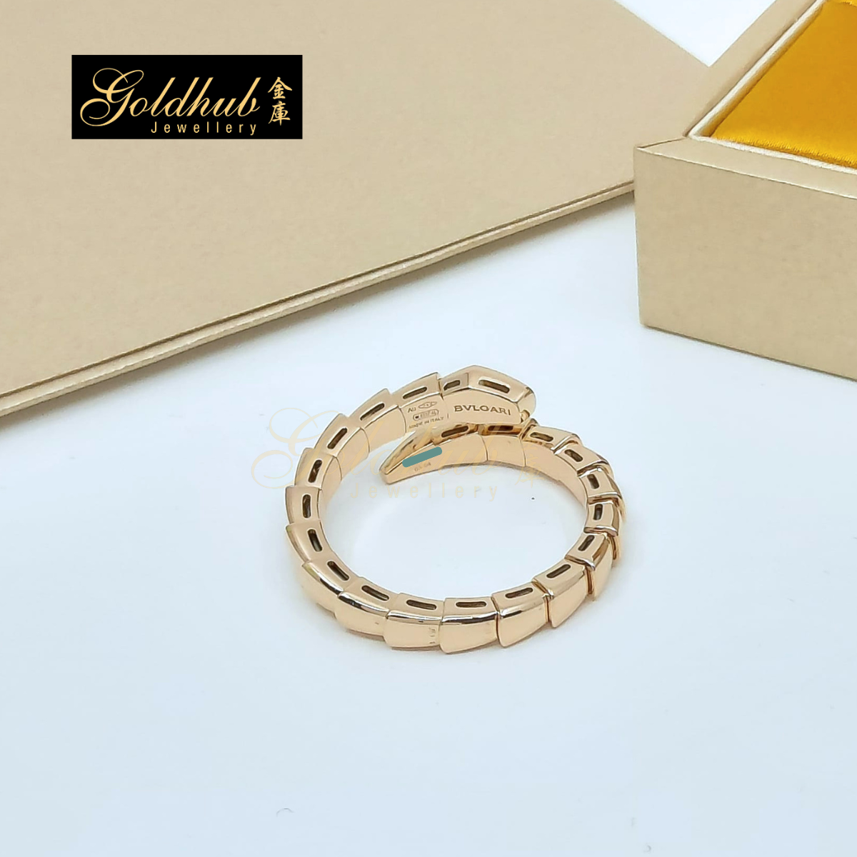 [Reserved] Bulgari Serpenti Viper One-Coil Ring in Rose Gold, Size 63-64