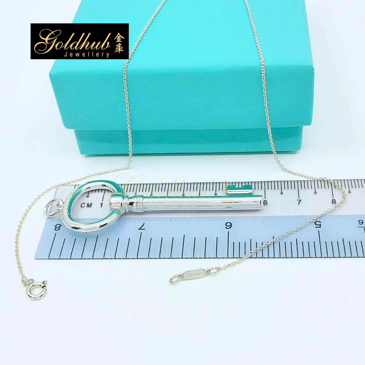 Tiffany & Co Vintage Large Oval Key Pendant and Chain in Silver