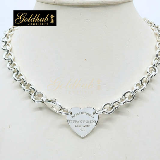 Tiffany & Co Return to Tiffany Heart Tag Chain Link Choker in Silver