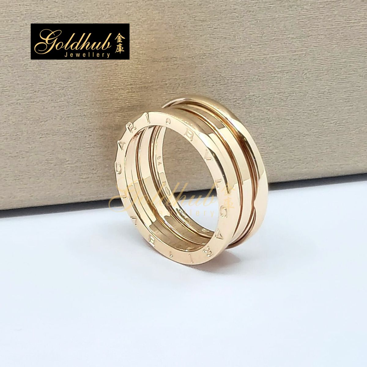 Bvlgari B.zero1 3 Band Ring in Rose Gold, Size 64