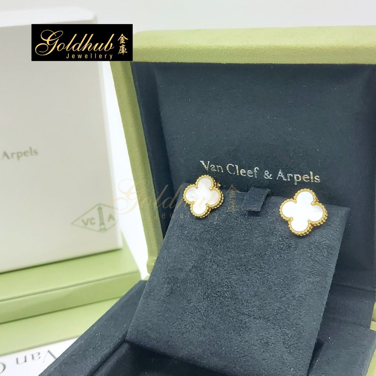 Van Cleef & Arpels Vintage Alhambra Earrings, Mother of Pearl in Yellow Gold