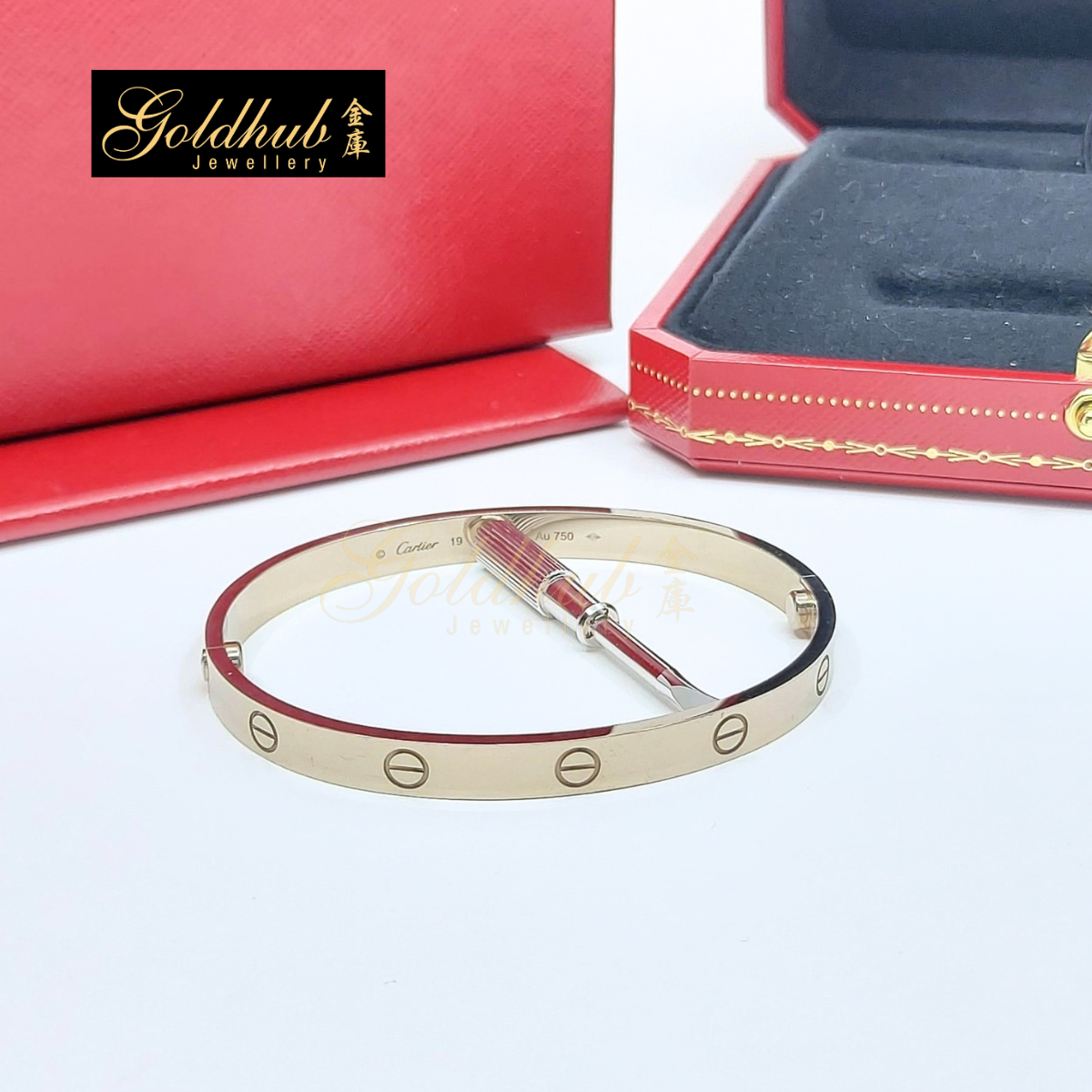 Cartier LOVE Bracelet, Classic Model in White Gold, Size 19