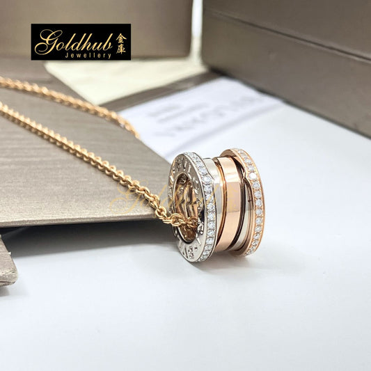 Bulgari B.zero1 Necklace with Pave Diamonds in Rose and White Gold