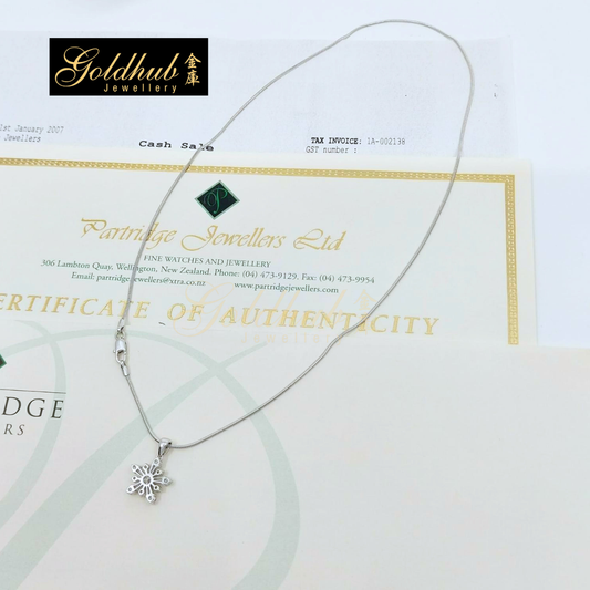 Snow Flake Diamond Necklace in White Gold
