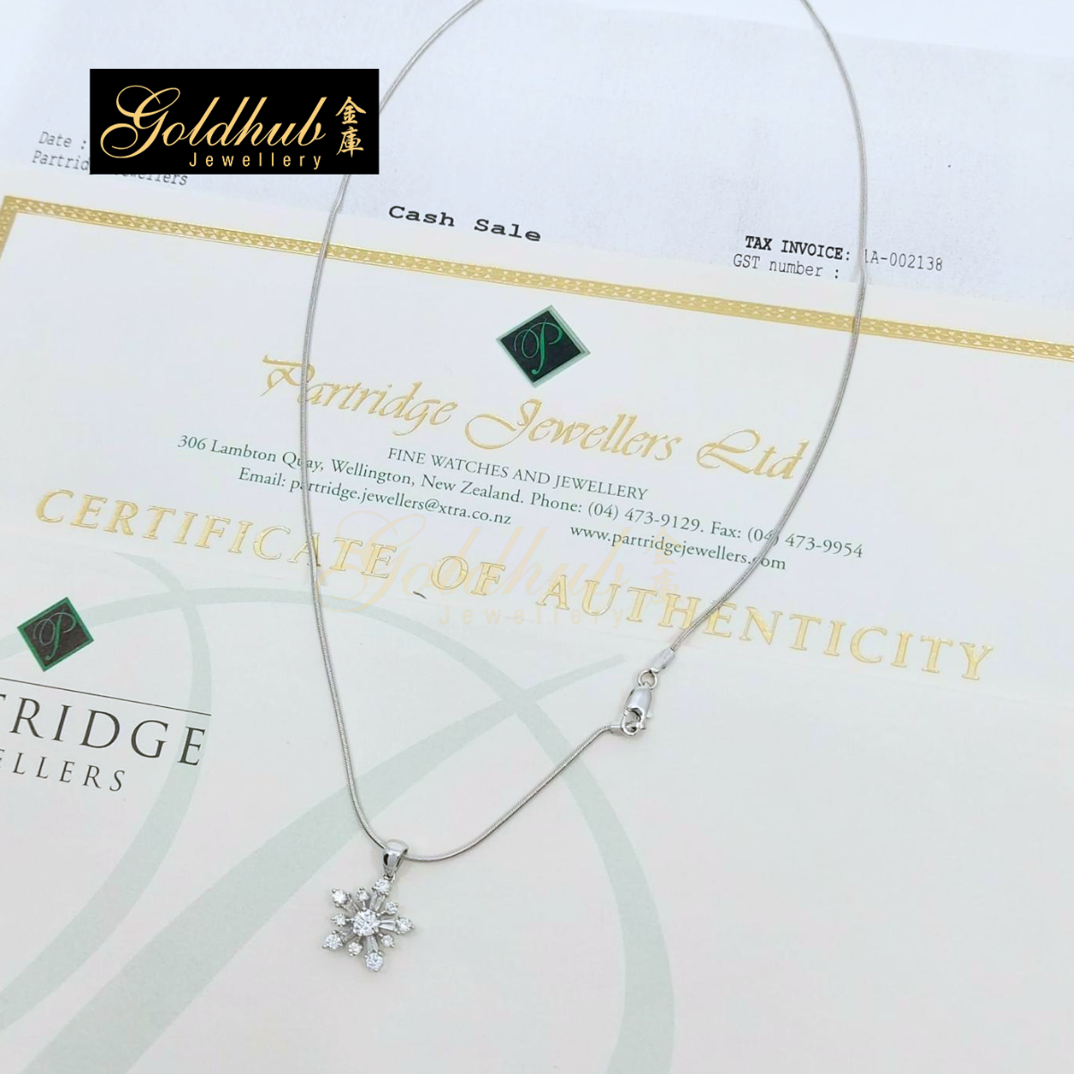 Snow Flake Diamond Necklace in White Gold