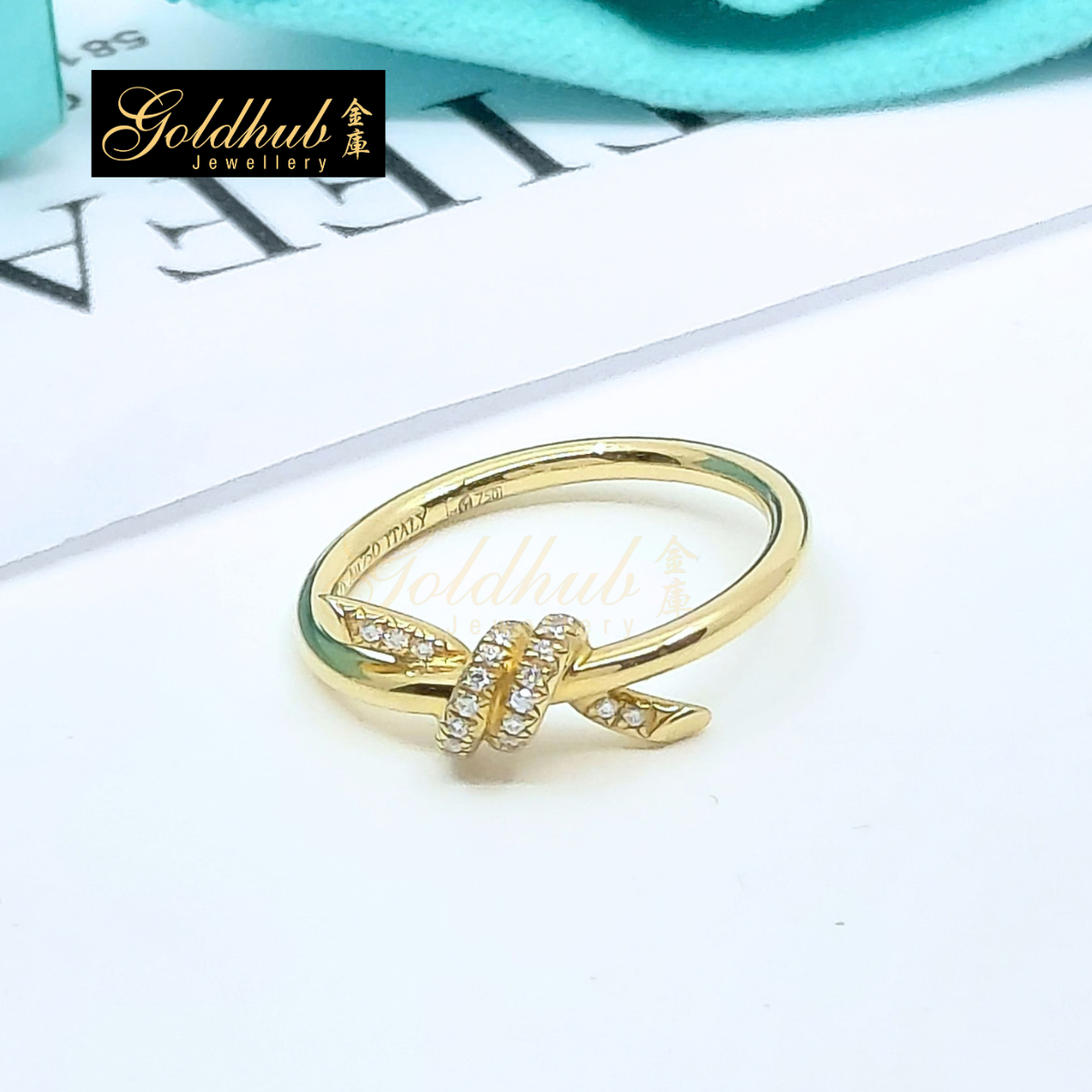 [Reserved] Tiffany & Co Knot Ring with Diamonds in Yellow Gold, Size 5.5