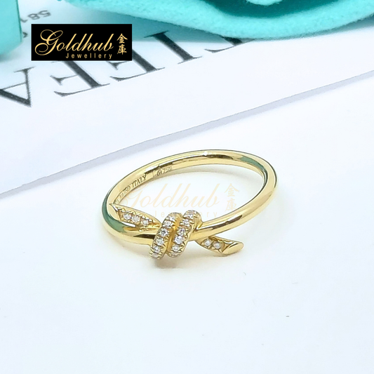 [Reserved] Tiffany & Co Knot Ring with Diamonds in Yellow Gold, Size 5.5