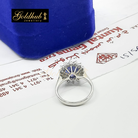 2.66ct Tanzanite with Diamond Ring in White Gold, Size 12