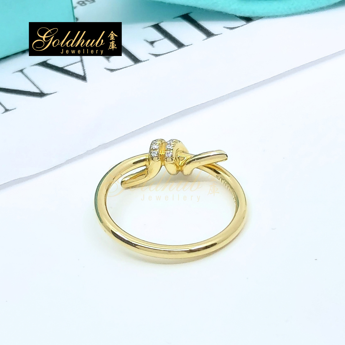 [Reserved] Tiffany & Co Knot Ring with Diamonds in Yellow Gold, Size 5.5