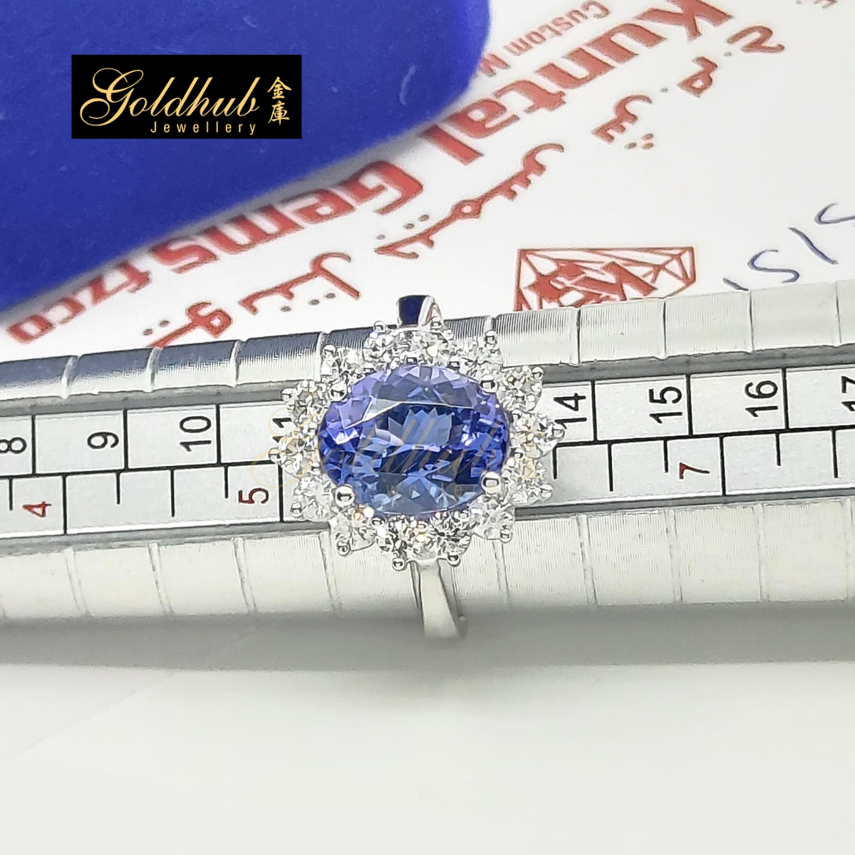 2.66ct Tanzanite with Diamond Ring in White Gold, Size 12