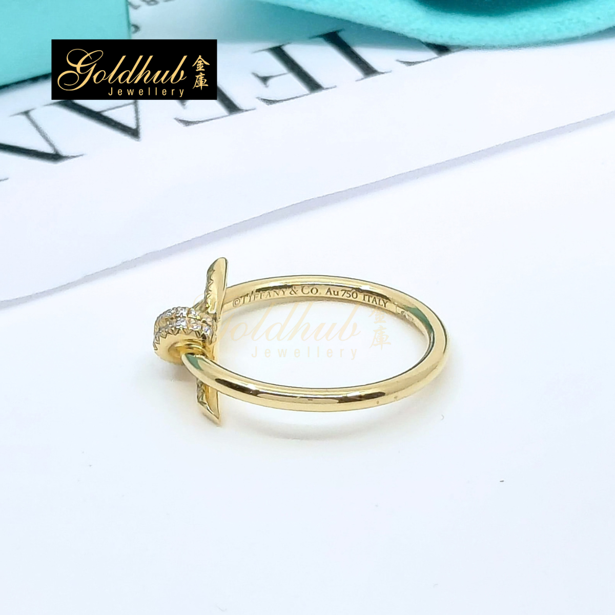 [Reserved] Tiffany & Co Knot Ring with Diamonds in Yellow Gold, Size 5.5