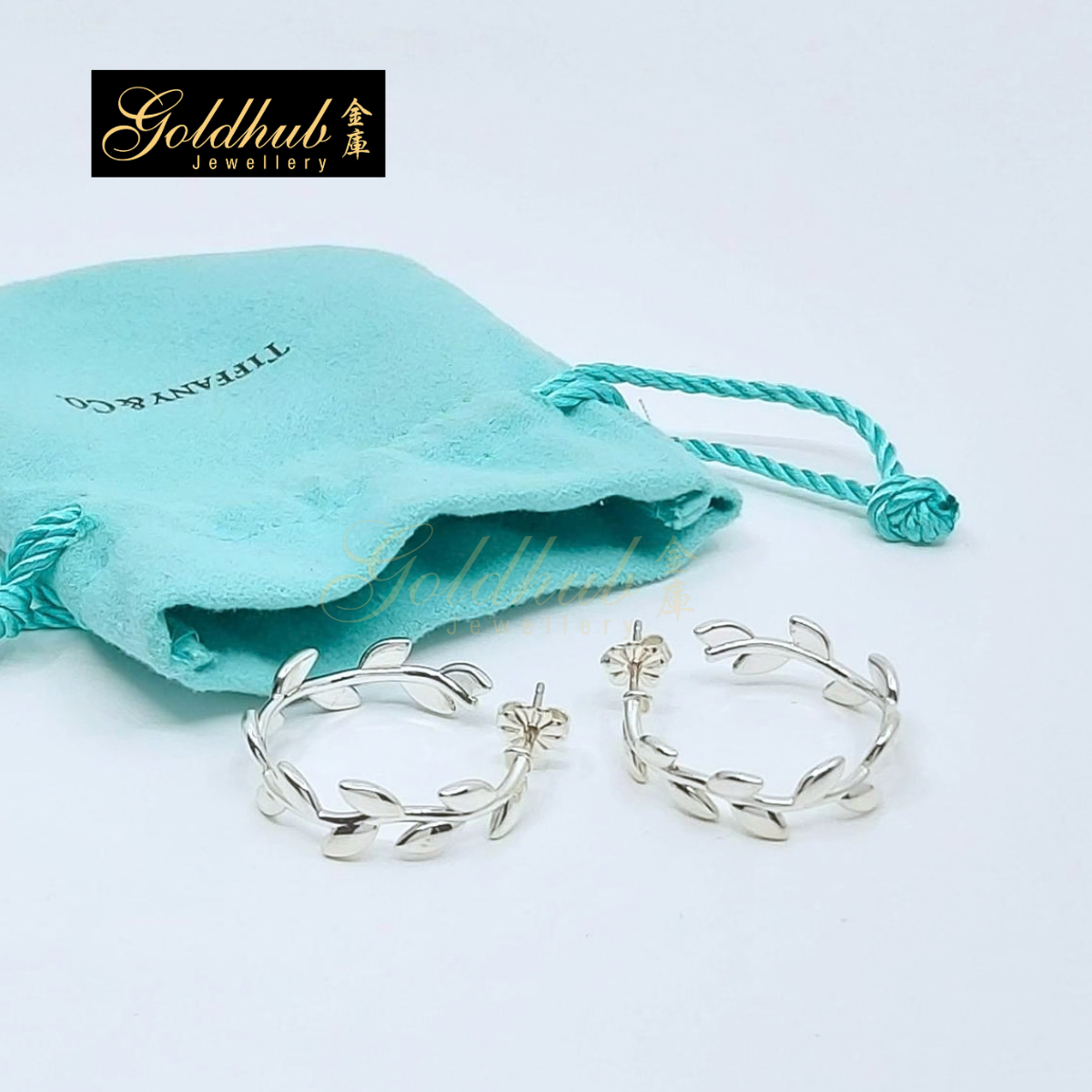 Tiffany Paloma Picasso Olive Leaf Hoop Earrings in Silver