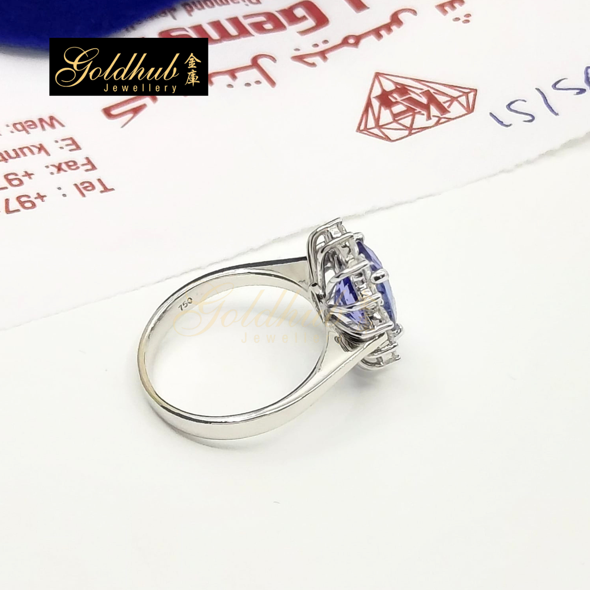 2.66ct Tanzanite with Diamond Ring in White Gold, Size 12