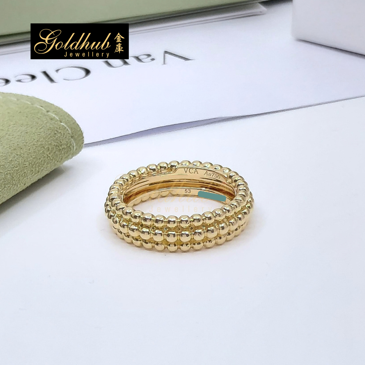 [Reserved] Van Cleef Arpels Perlée Pearls of Gold Ring, 3 Rows in Yellow Gold, Size 53