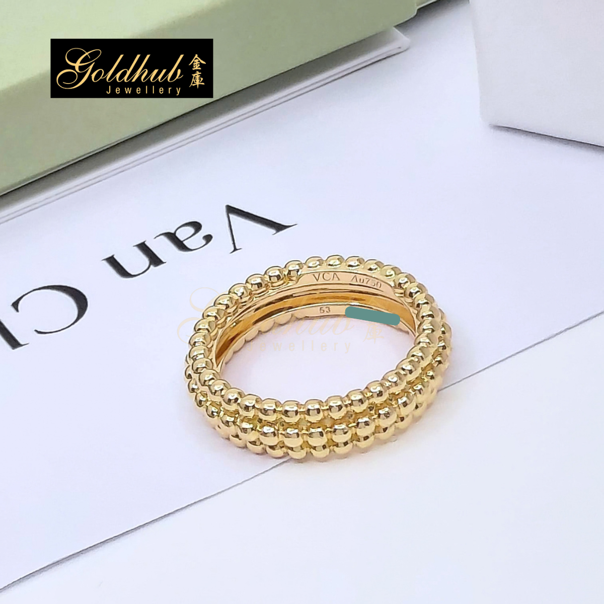 [Reserved] Van Cleef Arpels Perlée Pearls of Gold Ring, 3 Rows in Yellow Gold, Size 53