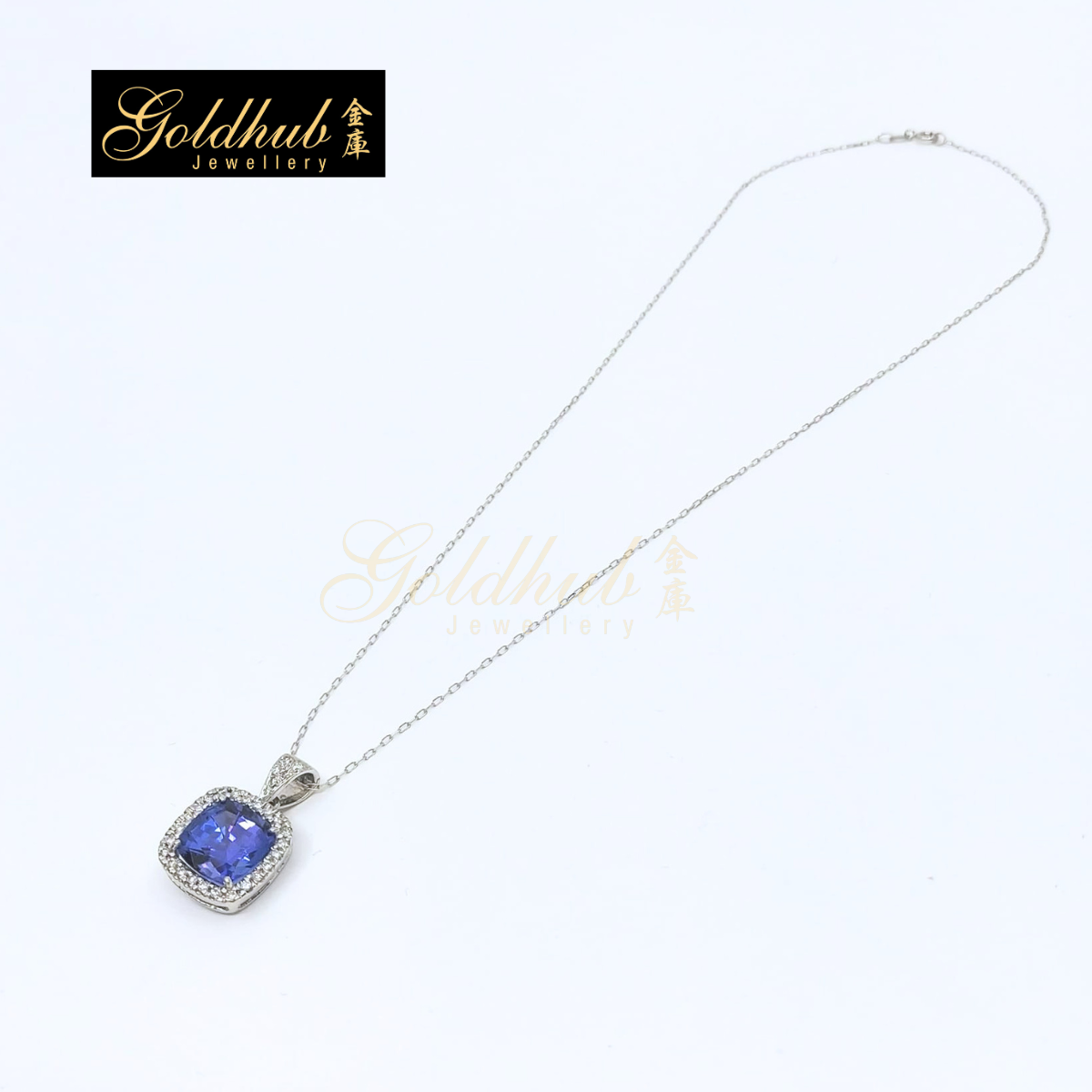 Tanzanite Diamond Necklace in White Gold