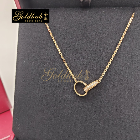 Cartier Love Pendant, Half-Paved Diamond Necklace in Rose Gold