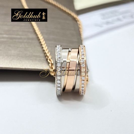 Bulgari B.zero1 Necklace with Pave Diamonds in Rose and White Gold