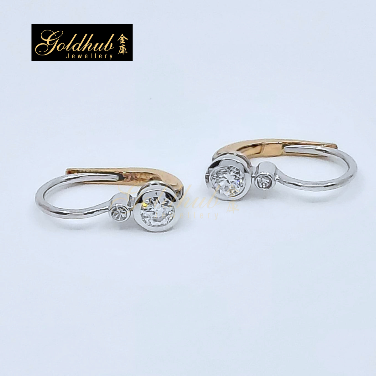 Diamond Earrings in White and Rose Gold