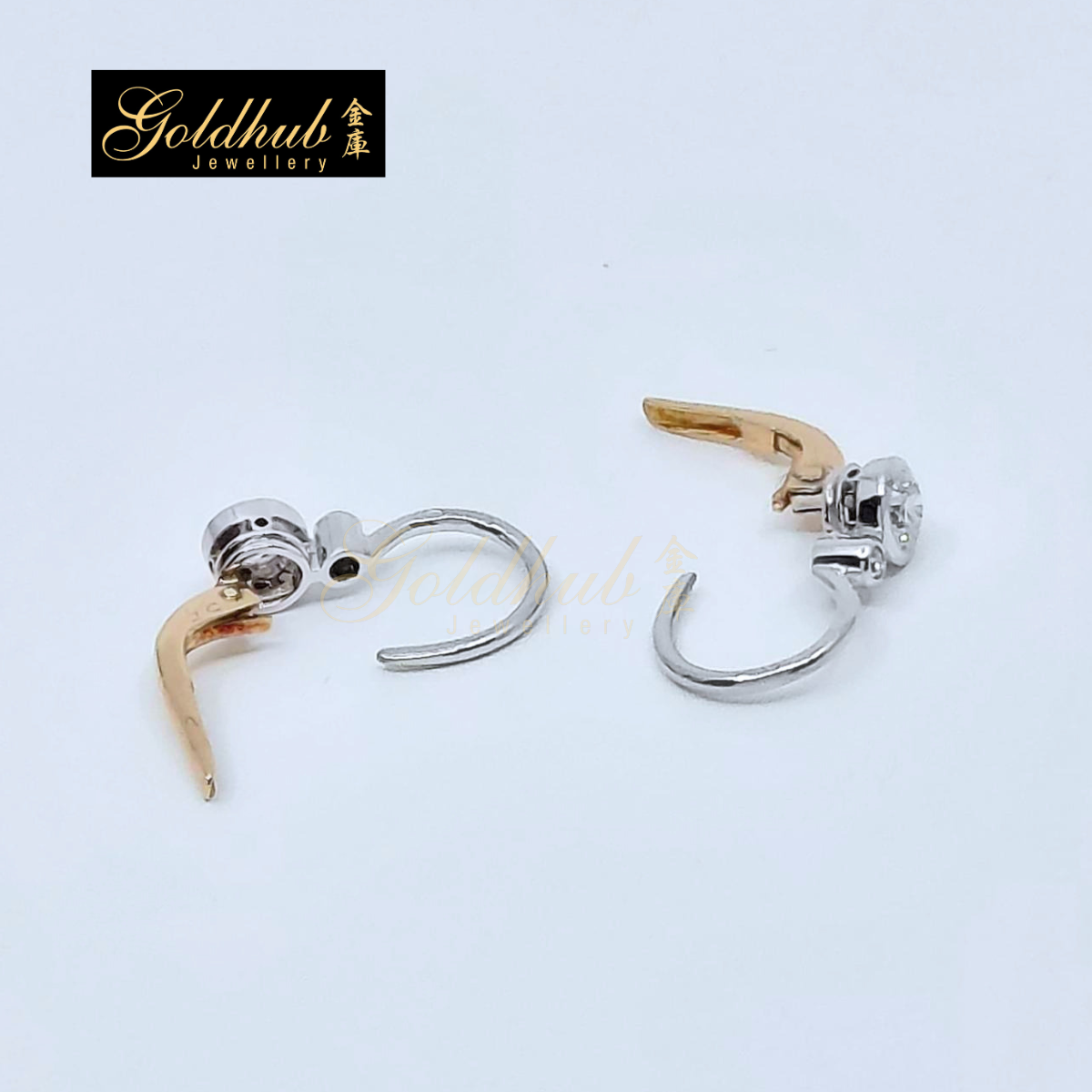 Diamond Earrings in White and Rose Gold