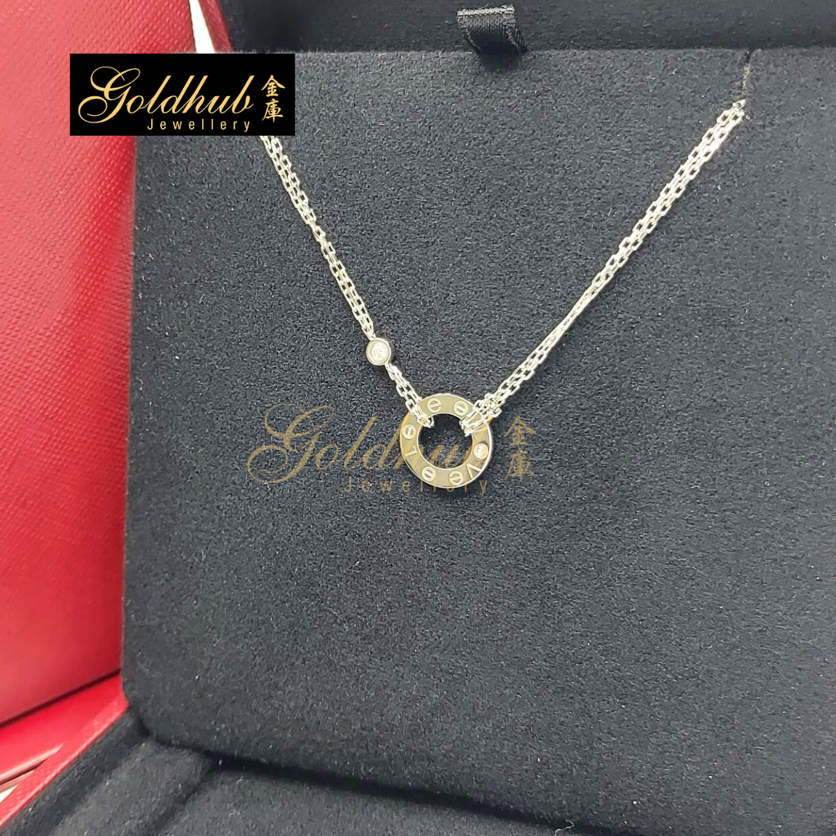 Cartier Love Necklace, 2 Diamonds in White Gold