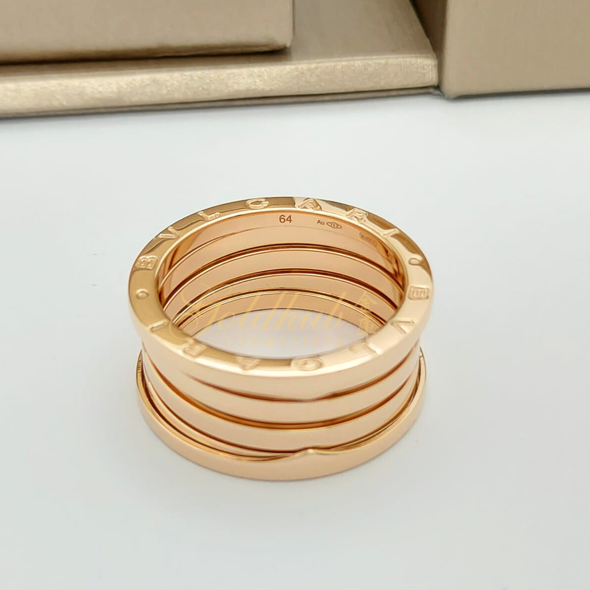 Bvlgari B.zero1 4 Band Ring in Rose Gold, Size 64