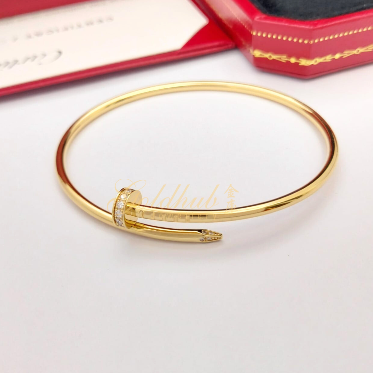 Cartier Juste Un Clou Diamond (Small Model) Bracelet in Yellow Gold, Size 17