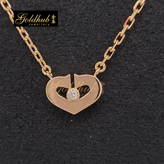 Cartier C Heart Necklace, 1 Diamond in Rose Gold