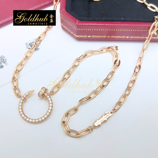 Cartier Juste Un Clou Necklace, Paved Diamonds in Rose Gold