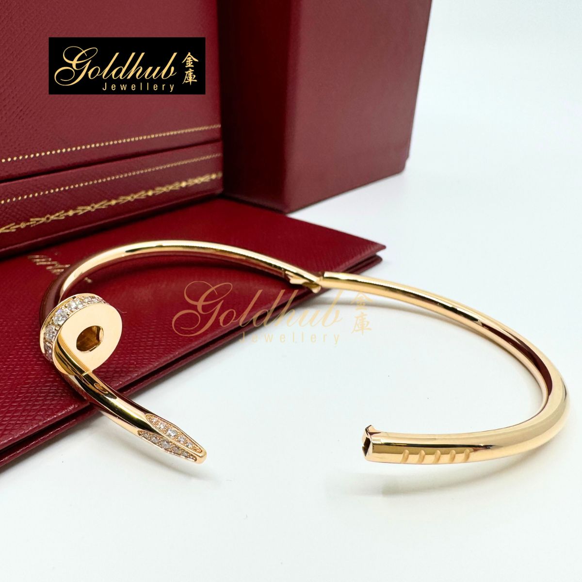 Cartier Juste Un Clou Bracelet, Classic Model, Diamonds in Rose Gold, Size 17
