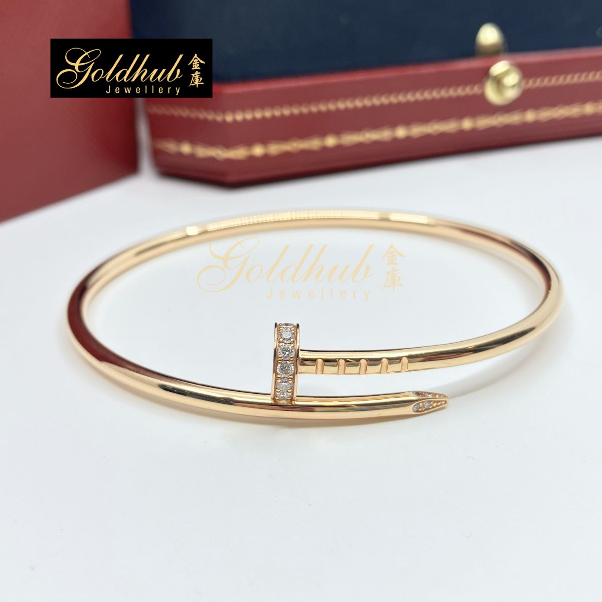 Cartier Juste Un Clou Bracelet, Small Model with Diamonds in Rose Gold, Size 16